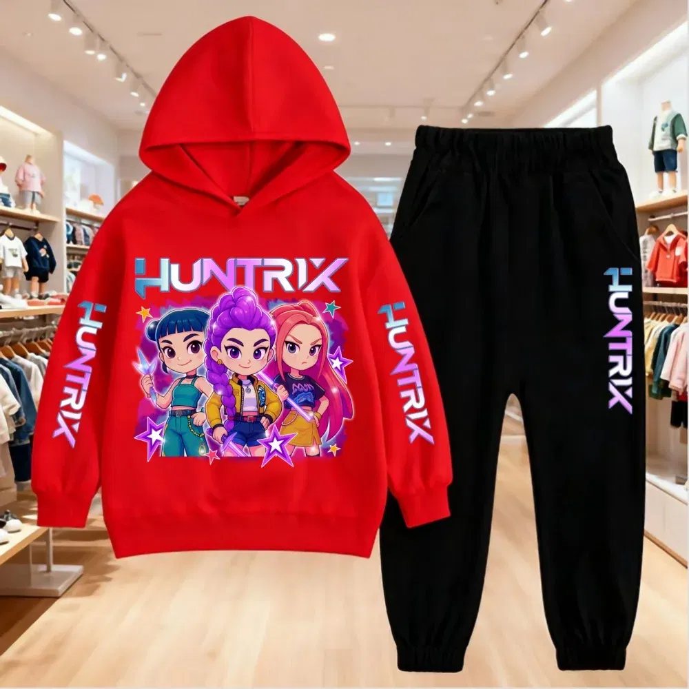 Color: SKY BLUE, Kid Size: 11 - 2025 KPop Demon Hunters Kids Hoodie Set Boys Teen Girls Hoody Sweatshirts With Pants Tracksuit Children's Autumn Clothing 2pcs