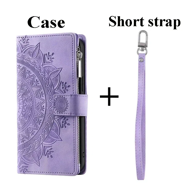 Color: PURPLE, Material: Microfiber - S24 Ultra S23 Plus S 22 CrossBody Strap Zipper Wallet Case for Samsung Galaxy S22 S23 FE S21 S20 23 24 Ultra Note 20 Book Cover