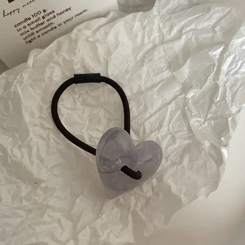 Color: Lavender, Ships From: CHINA - Korean Love Acrylic Jelly Hair Band Ponytail Rubber Band Bun Rope Net Red Hair Accessories Headwear  Elastic Hair Bands