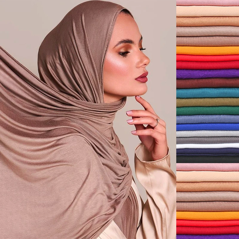 Color: GRAY, Ships From: CHINA - New Jersey Womens Muslim Ramadan Fashion Modal Cotton Jersey Hijab Womens High Quality Solid Color Soft Hijab Long African Scarf