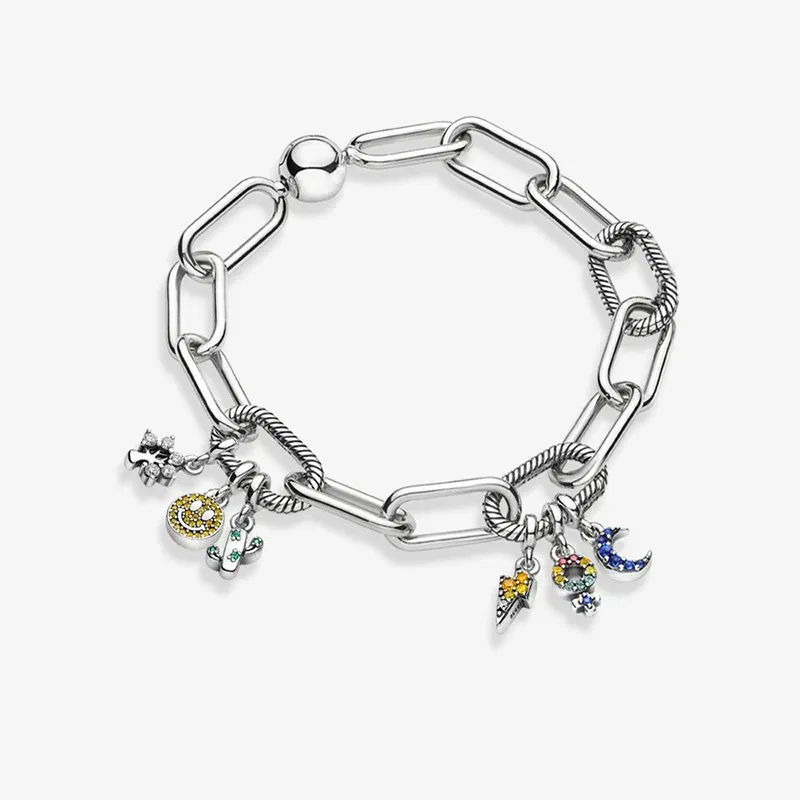 Color: champagne - 2022 New 925 Sterling Silver My Love Starfish Flamingo Pendant Charm Fit Original Pandora Me Bracelet DIY Bead Jewelry For Women