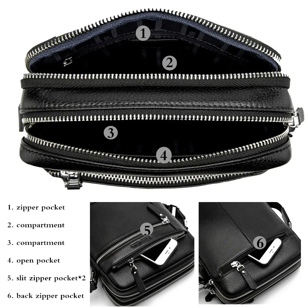 Color: GRAY, Ships From: CN - BISON DENIM Classic Black Male Bag Genuine Leather Business Crossbody Bag iPad Mens Messenger Bag Casual bolsas male N2845