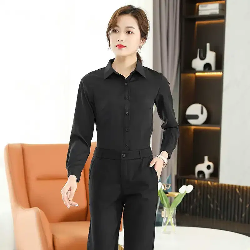 Color: black, Size: XXL - Formal Dress Women Shirt Long Sleeve Blouse New Black Shirt Women Tops 2024 Fashion Women Clothing Basic White Shirts OL Blouses
