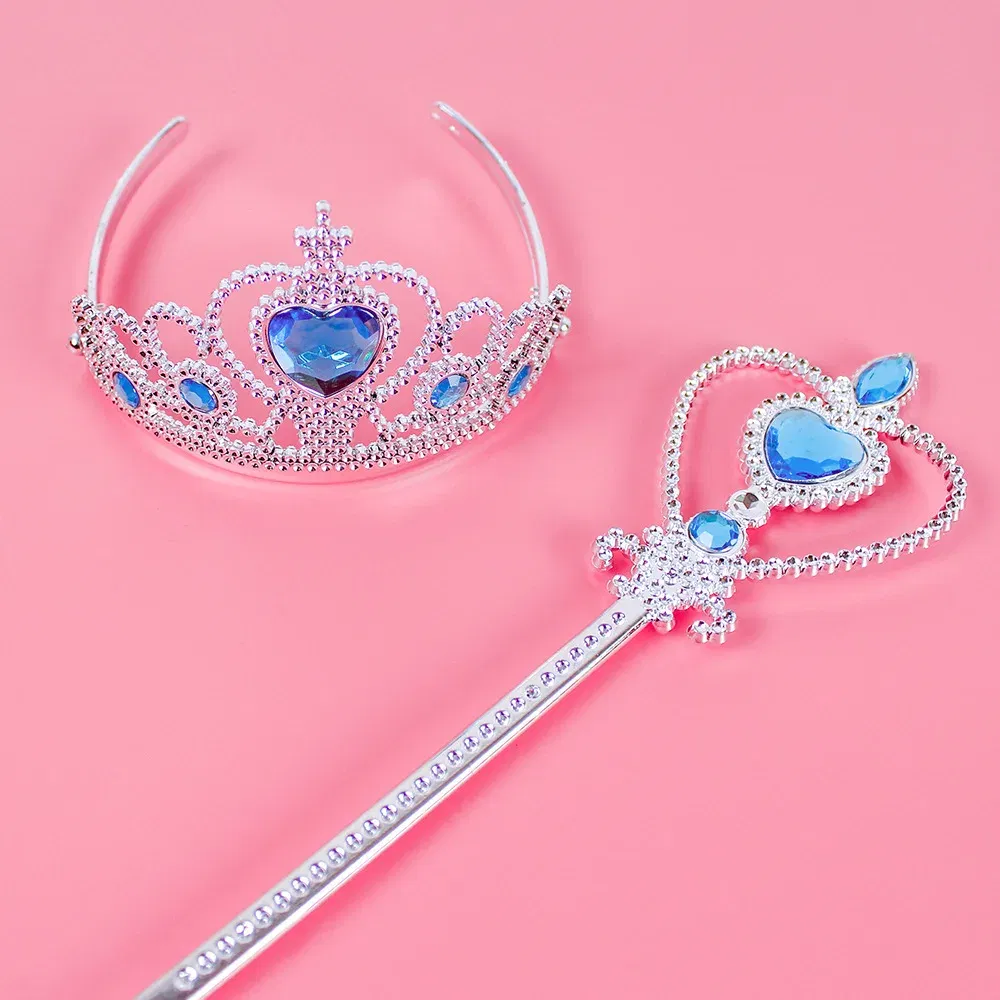 Color: Yellow - Pincess Anna Elsa Cosply Accessories Crown Magic Wand Necklace Wig Gloves Frozen Snow White Belle Cinderella Princess Role Play