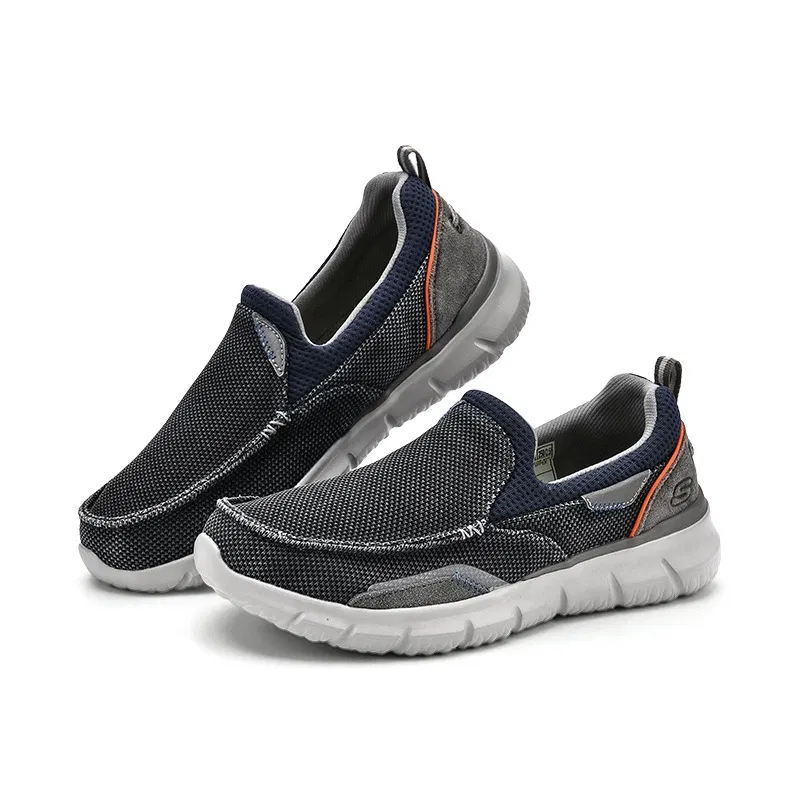 Color: Sky blue, Shoe Size: 39.5 - SKECHERS Men's Breathable Canvas Shoes Slip on Men Fashion Outdoor Sneakers Lightweight Boat Shoes Male Flats Driving Loafer