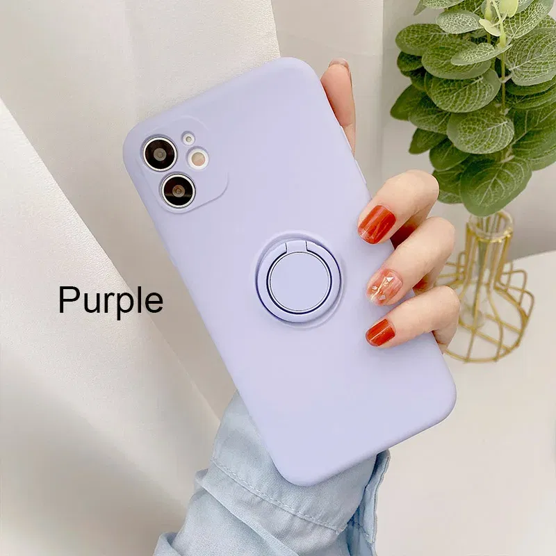 Color: SKY BLUE, Ships From: CHINA, Material: PU - With Ring Holder Phone Case For Samsung Galaxy S25 Ultra S24 S23 S22 S21 Plus A13 A52 A53 A54 TPU Soft Back Cover
