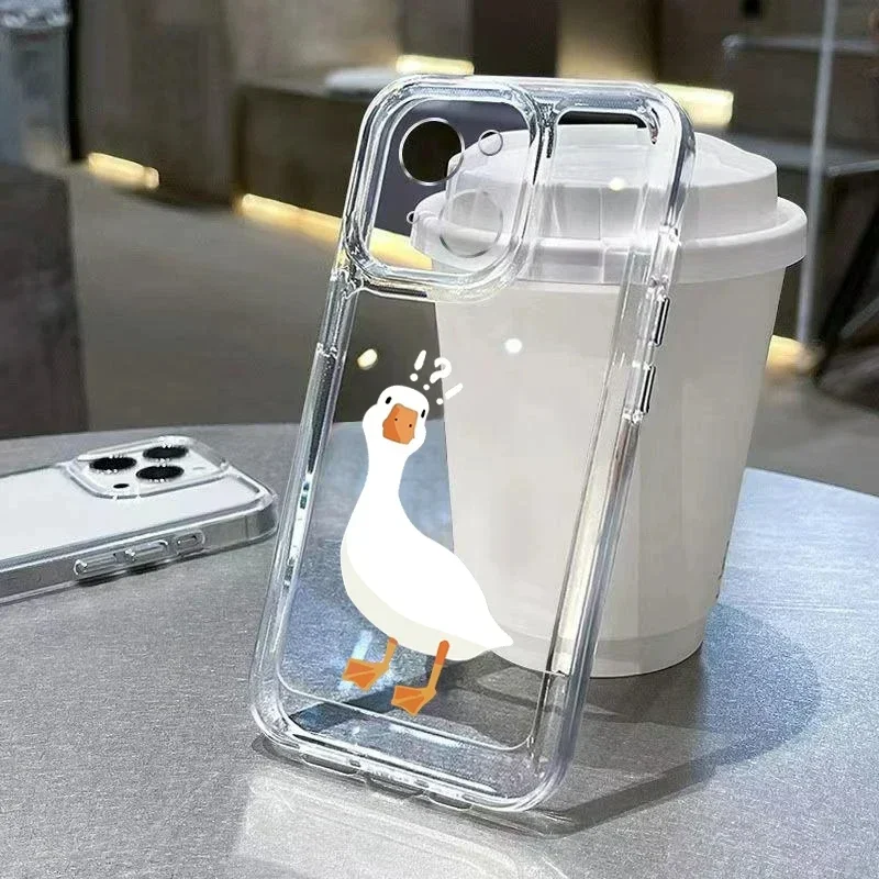 Color: Beige, Compatibility by Model: iPhone 15 Pro - Cute Duck Phone Case For iPhone 16 15 14 13 12 11 Pro Max XS X XR 7 8 Plus Mini SE 2020 2022 Mobile Funda Transparent