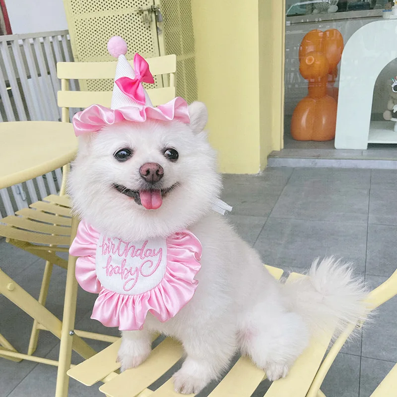 Color: Green, Ships From: CHINA - Pet Dog Birthday Party Dress hat Caps and Scarf Cute Hat Bib Cat Saliva Towel Funny Photography Props Gift Pet puppy Costume