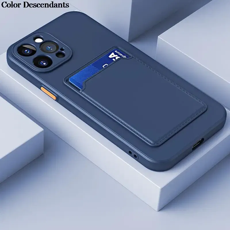 Color: Blue, Material: ABS - Card Holder Wallet Case For Samsung Galaxy A32 A53 A33 A13 A52 5G Case on A72 A22 A12 A51 A71 Shockproof Liquid Silicone Cover