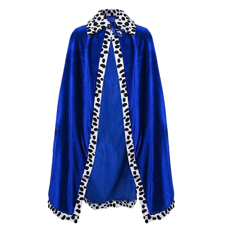 Color: Beige, Size: S - Adult Kids King Emperor Cosplay Costume Red Pleuche Cloak Prince Robe Crown Children Birthday Party  Christmas Props Cape