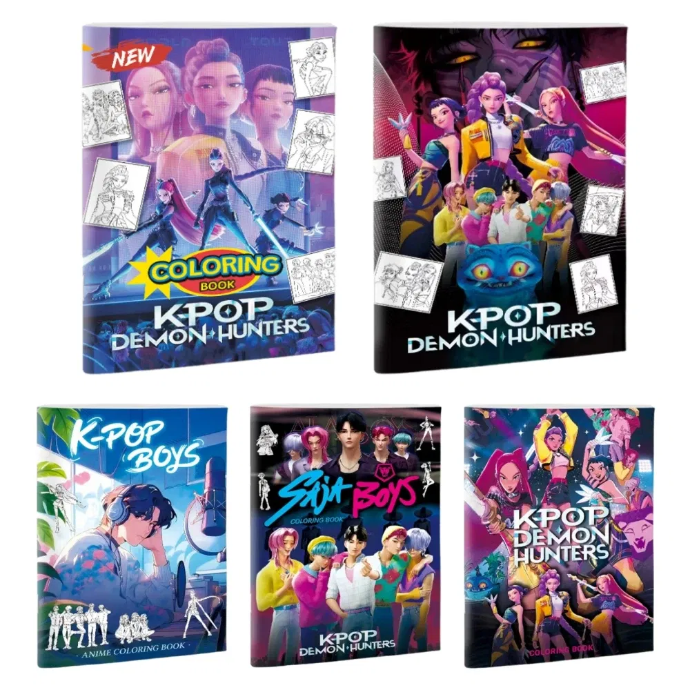 Color: GRAY - KPop Demon Hunter Coloring Books Anime Cartoon Line Drawing Children's Sketch Picture Book Kid's Birthday Gift / Christmas Gift