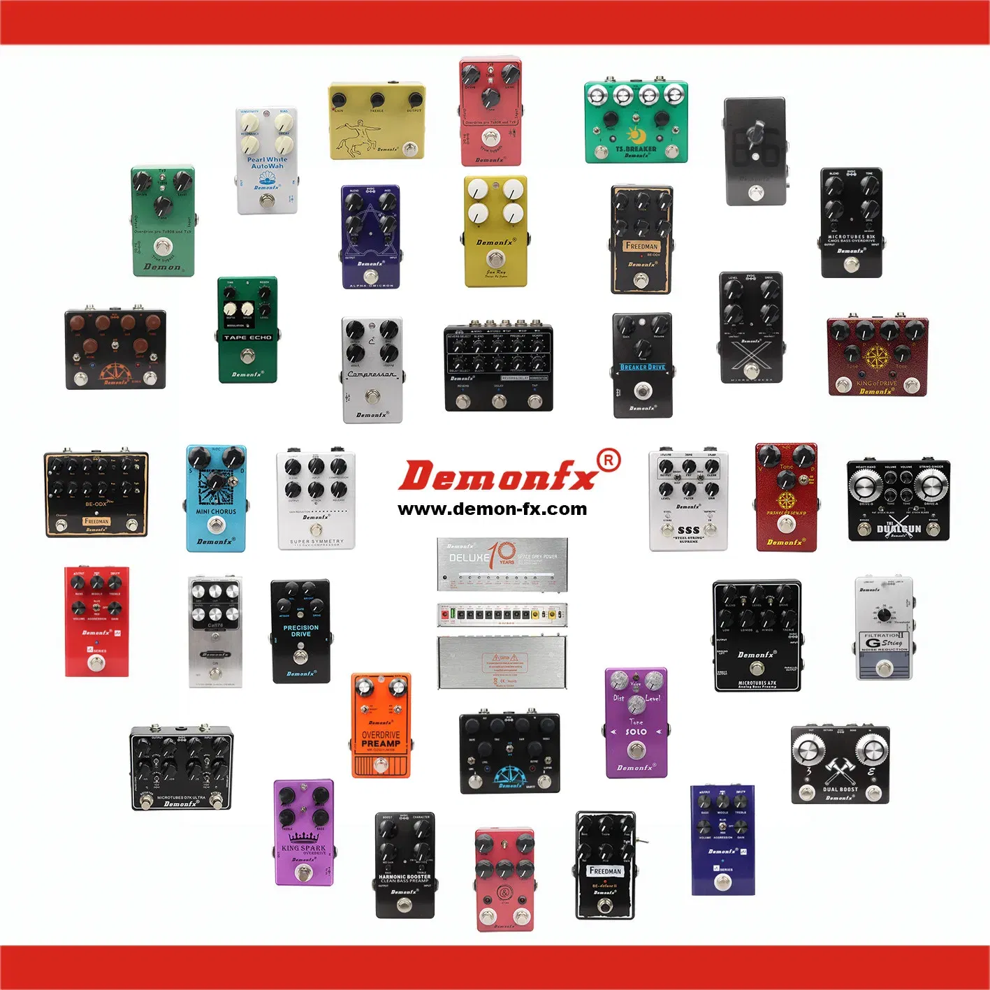 Color: Dark Grey - Demonfx High quality Guitar Effect Pedal Wah Distortion Overdrive Delay Reverb Compressor Booster Pedal