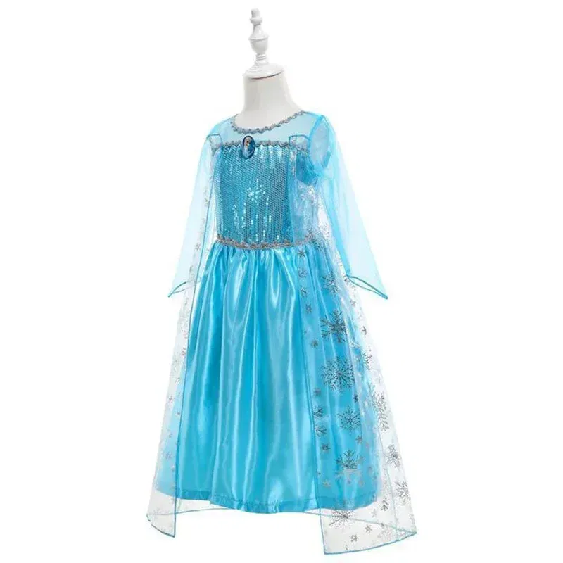 Color: Pink, Kid Size: 4T - Disney Girls Cospaly Snow Queen Elsa Costumes Kids Carnival Party Prom Gown Robe-Playing Children Clothes Frozen Princess Dress