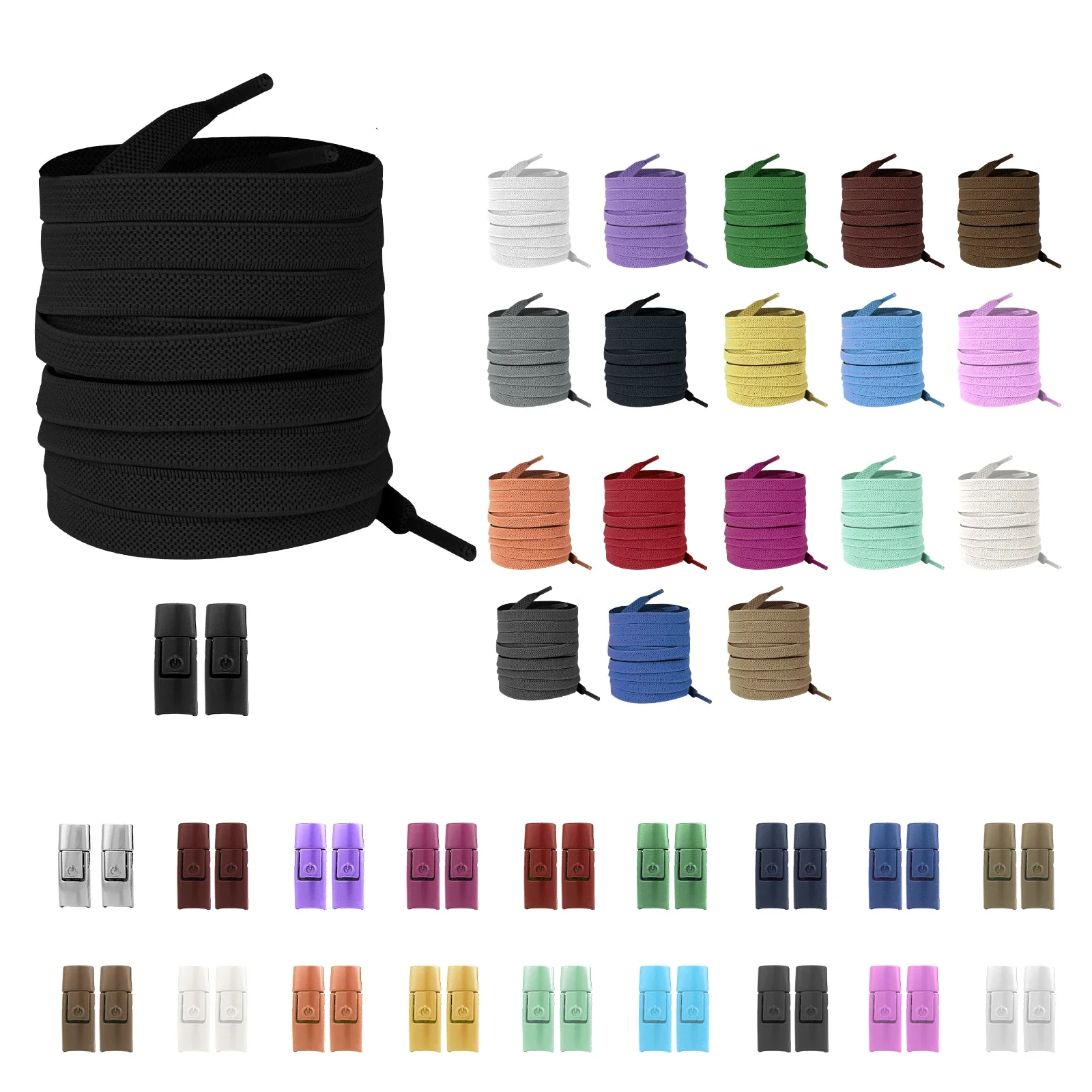 Color: Silver - 2/4/10pairs Without Ties Elastic Laces No Tie Shoe Laces Press Lock Shoelaces Sneaker Kids Adult 8MM Widened Flat Shoelace