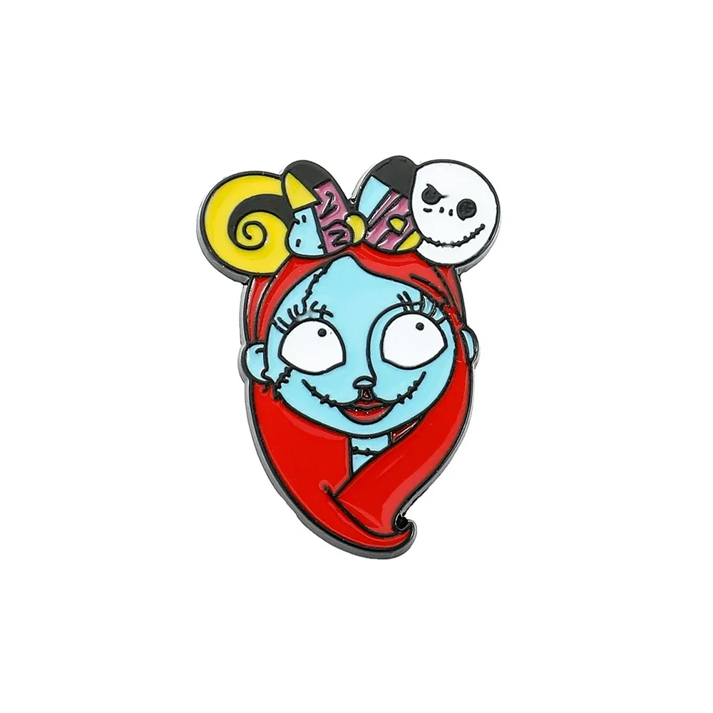 Metal color: ROSE GOLD COLOR, Ships From: CHINA - Disney The Nightmare Before Christmas Enamel Pin Cartoon Figure Sally Jack Skellington Metal Badge Brooch Kawaii Accessories
