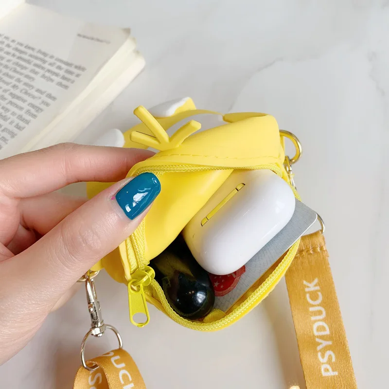 Color: Yellow - Pokemon Bag Crossbody Bags for Children Mini Coin Purse Kawaii Fashion Toy Anime Action Figures Pikachu Eevee Funny Modelding