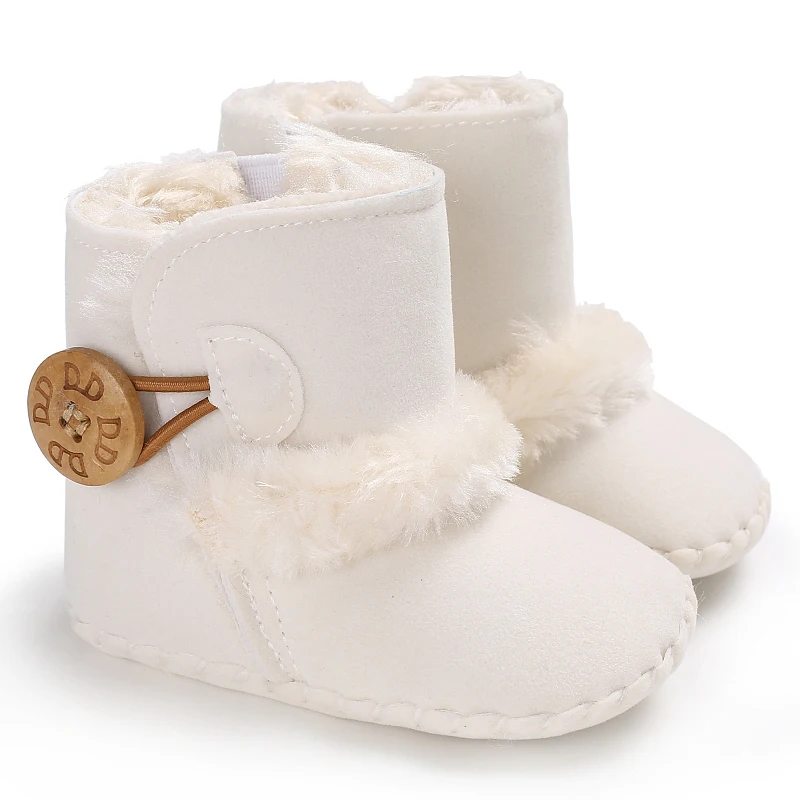 Color: GRAY, Baby Age: 13-18 Months - 2022 Baby Autumn Winter Boots Baby Girl Boys Winter Warm Shoes Solid Fashion Toddler Fuzzy Balls First Walkers Kid Shoes 0-18M