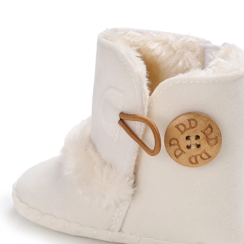 Color: GRAY, Baby Age: 13-18 Months - 2022 Baby Autumn Winter Boots Baby Girl Boys Winter Warm Shoes Solid Fashion Toddler Fuzzy Balls First Walkers Kid Shoes 0-18M