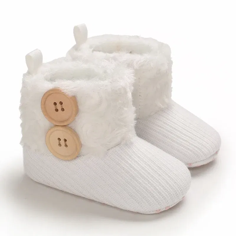Color: GRAY, Baby Age: 13-18 Months - 2022 Baby Autumn Winter Boots Baby Girl Boys Winter Warm Shoes Solid Fashion Toddler Fuzzy Balls First Walkers Kid Shoes 0-18M