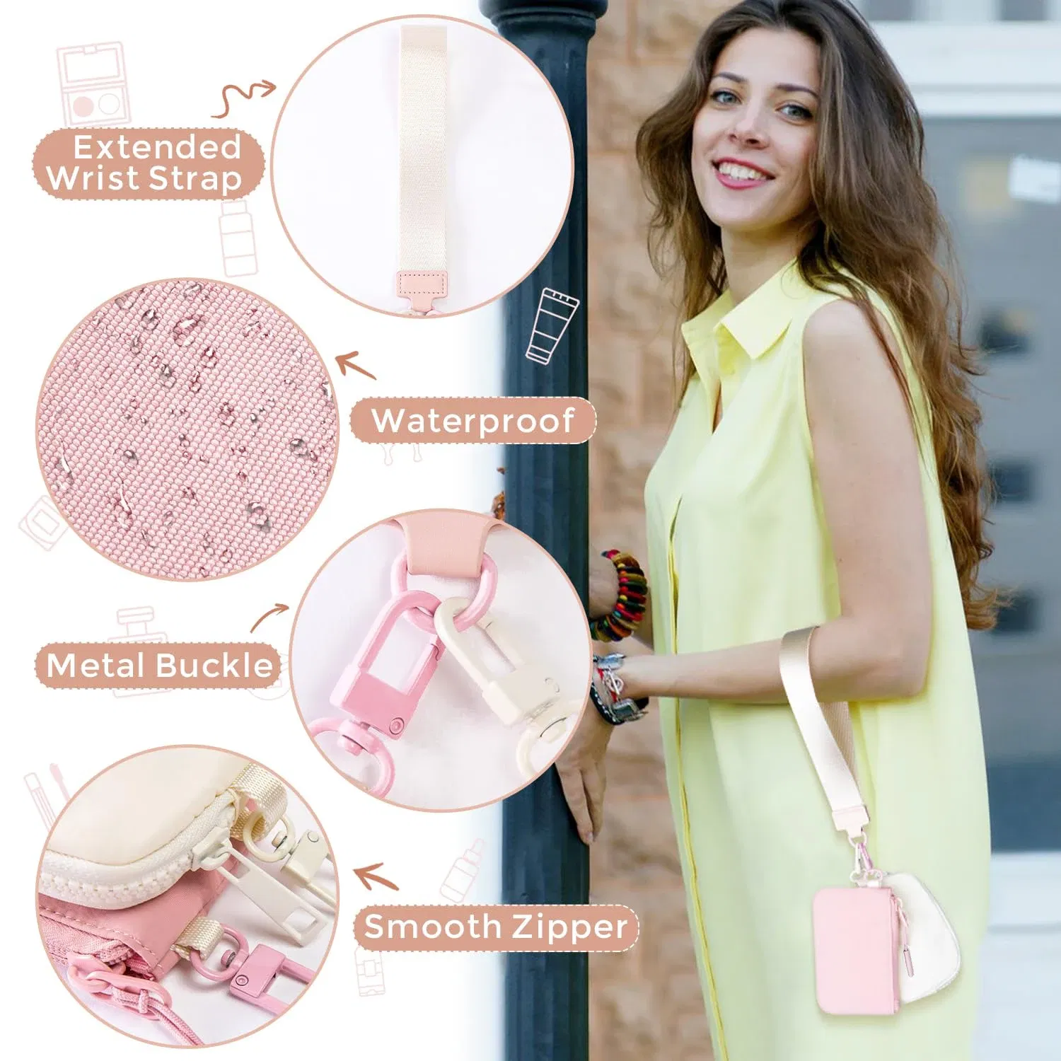 Color: Dark Grey - Mini Dual Coin Pouch Solid Color Wristlet Keychain Wallet Change Pocket Handbag lulu Coin Purse Women Portable Key Card Holder