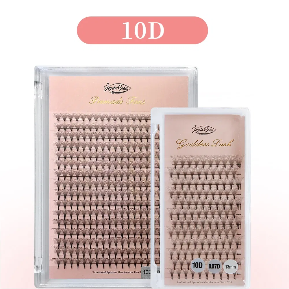 Color: Light Blue, Curl: D, Thickness: 0.07mm, Length: MIX, Ships From: CHINA - Goddess Premade Volume Fans 5D 6D 10D 12D 14D 16D 20D  Individual Lashes Extension Pointy Stem Russian Volume Fans 120/320 fans