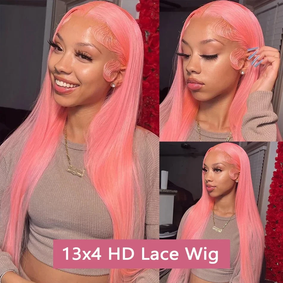 Stretched Length: 20inches, Hair Color: #2, Density: 180%, Ships From: CHINA - Bone Straight 13x6 HD Light Pink Lace Front Wigs 100% Human Hair For Women Brazilian 613 Color 13x4 Lace Frontal Wig Pre Plucked