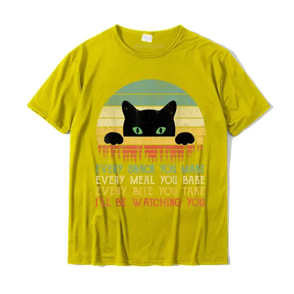 Color: Yellow, Size: XL - Every Snack You Make Cat Funny Cat Mom Cat Mama Cat Dad T-Shirt Cotton T Shirts For Men Custom T Shirt Rife Printed
