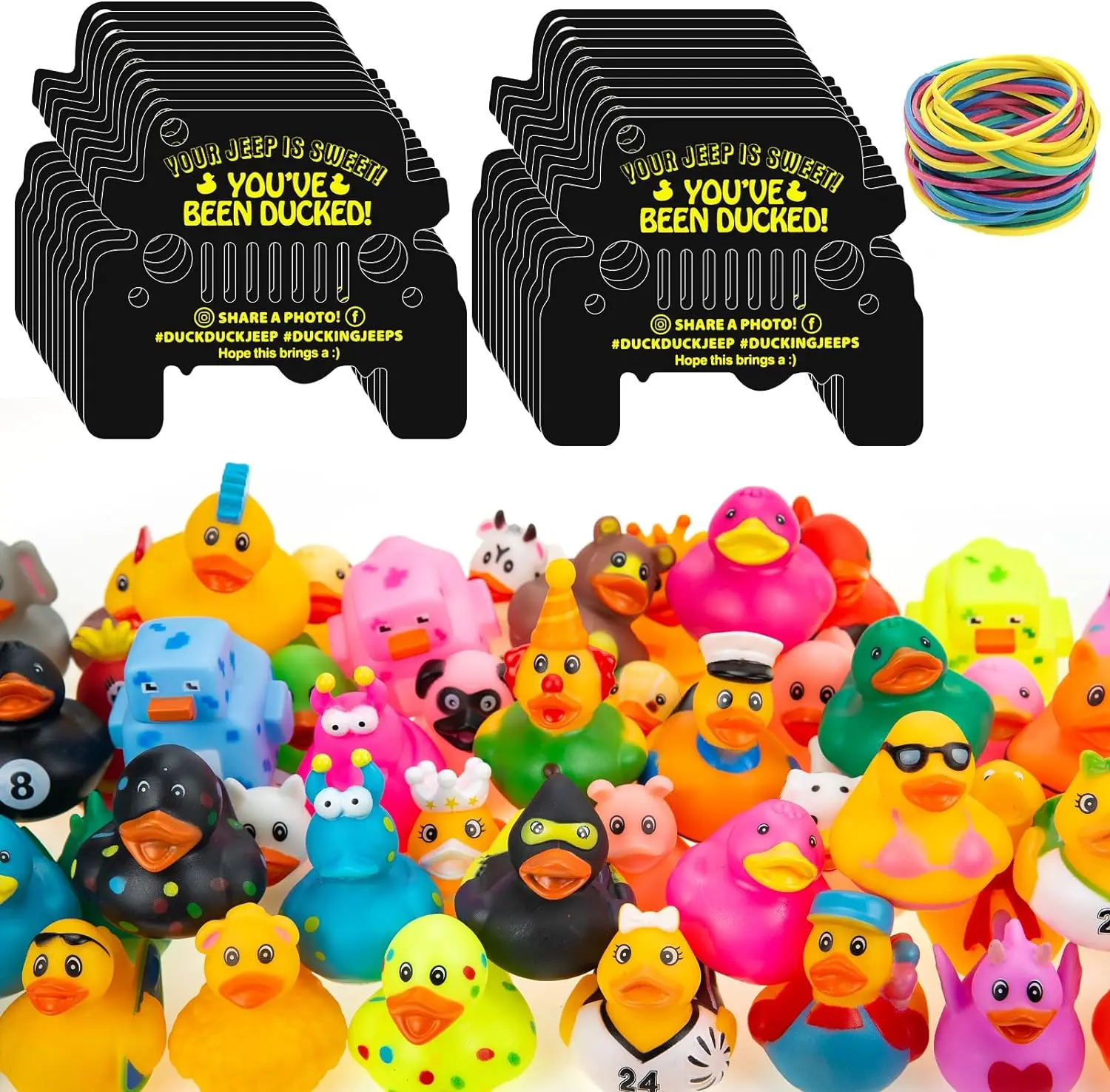 Color: WHITE, Ships From: CHINA - 6/12 Set Rubber Duck Toy Duckies for Kids, Jeep Duck Birthday Gifts Showers Classroom Incentives, Summer Beach and Pool