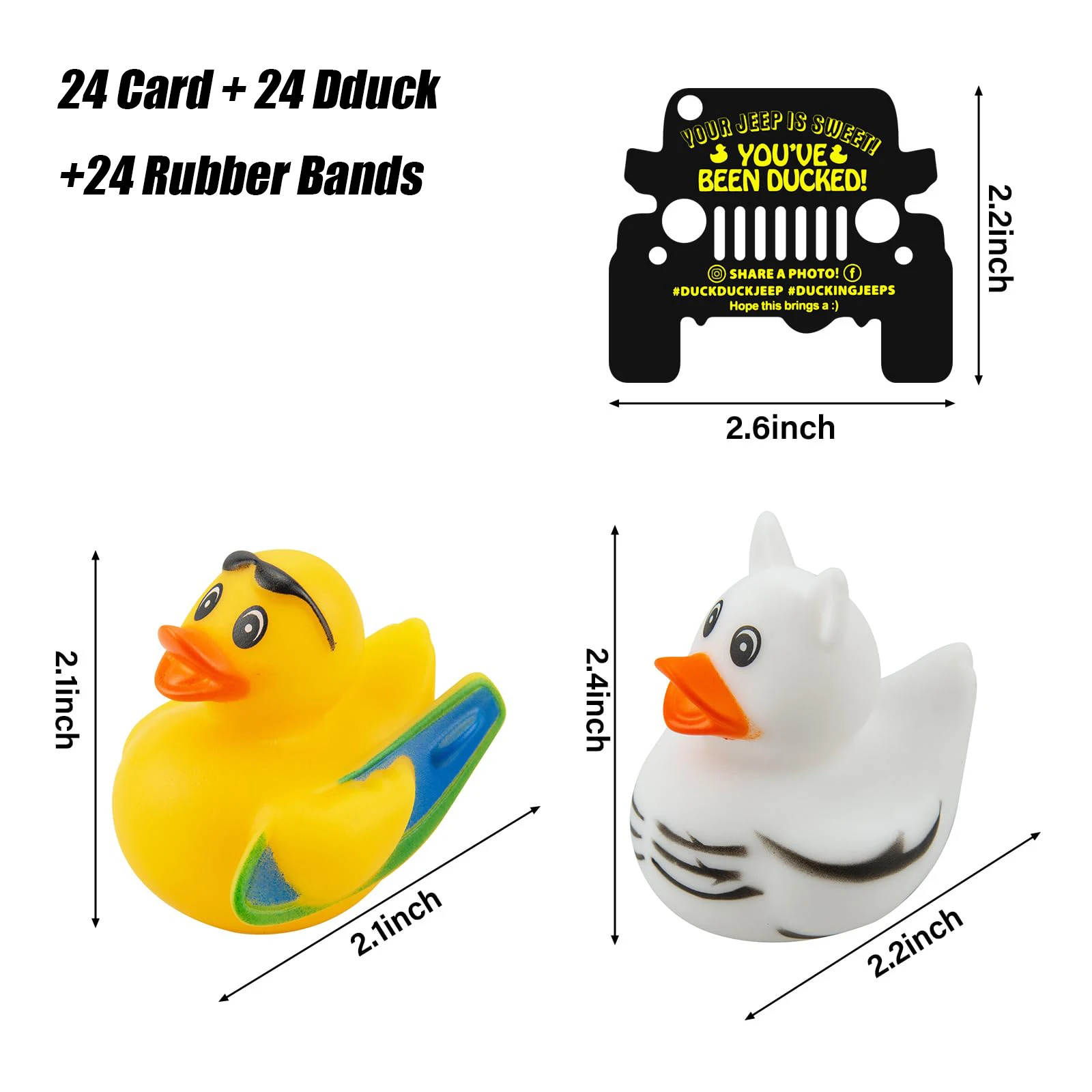 Color: WHITE, Ships From: CHINA - 6/12 Set Rubber Duck Toy Duckies for Kids, Jeep Duck Birthday Gifts Showers Classroom Incentives, Summer Beach and Pool
