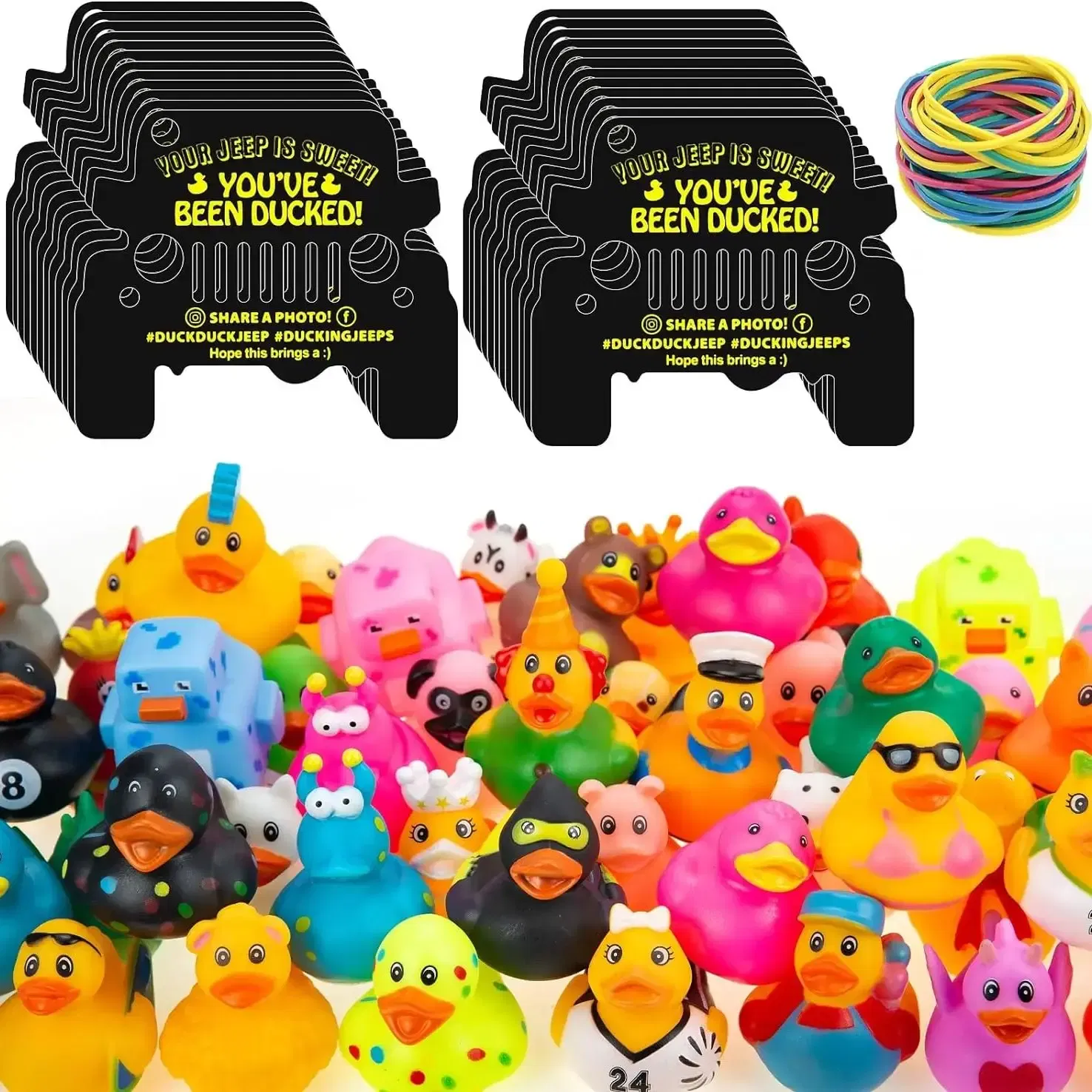 Color: WHITE, Ships From: CHINA - 6/12 Set Rubber Duck Toy Duckies for Kids, Jeep Duck Birthday Gifts Showers Classroom Incentives, Summer Beach and Pool
