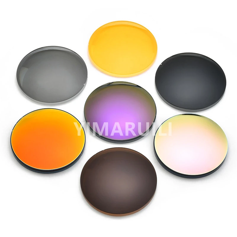 Lenses Color: Red, Lens Index: 1.56 - YIMARUILI 1.56 1.61 1.67 Polarized Lens Sunglasses Lens UV400 Optical Prescription CR-39 Resin Colorful Mirror Lens 1 Pair