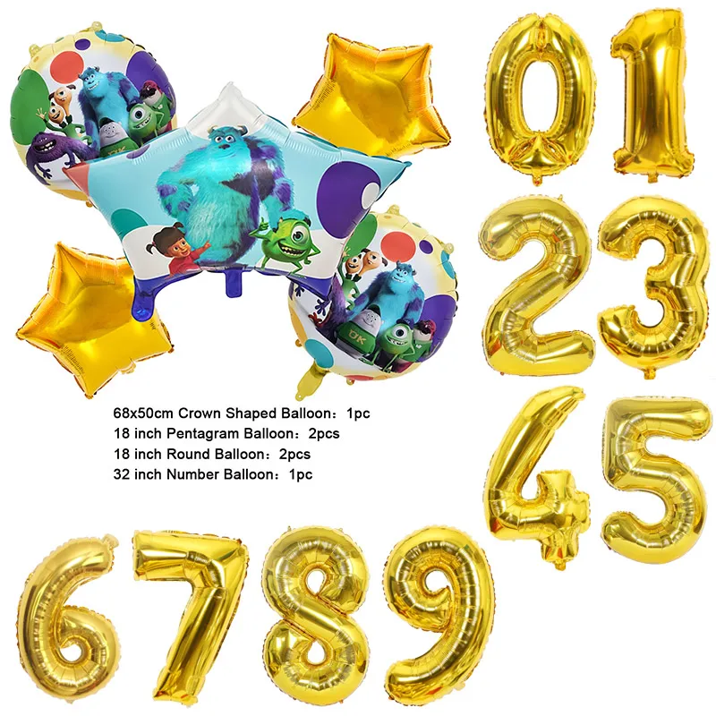Color: Brown, Capacity: 700ml - Monsters University Monsters, Inc. James P. Sullivan Theme Birthday Party Decoration Crown Shaped Balloon Set Baby Shower