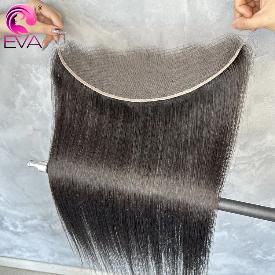 Color: PURPLE, Material Grade: Remy Hair, Stretched Length: 14inches - Eva 5x5 Hd Lace Closure Straight 13x4 Lace Frontal Closure Hand Tied Human Hair Closures Free Part Hd Lace Closure Pre Plucked