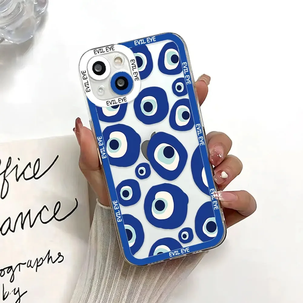 Color: Dark Grey, Material: PVC - Blue Evil Eye Phone Case For Samsung Galaxy S10 S20 S21 S22 S23 S24 FE Plus Ultra Note 20 Transparent TPU Case