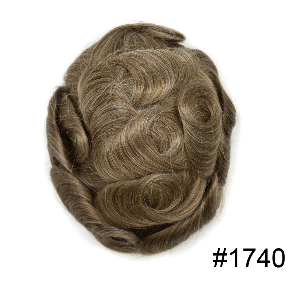 Toupee Color: 1740#, Toupee Density: 100%, Length: 6 inches, Ships From: CHINA, Toupee Size: 8x10 - Men Toupee Hair Systems Ultra Thin Skin 0.06MM V-LOOP Capillary Prosthesis Invisible Hairline Real Human HairPieces Hair Units