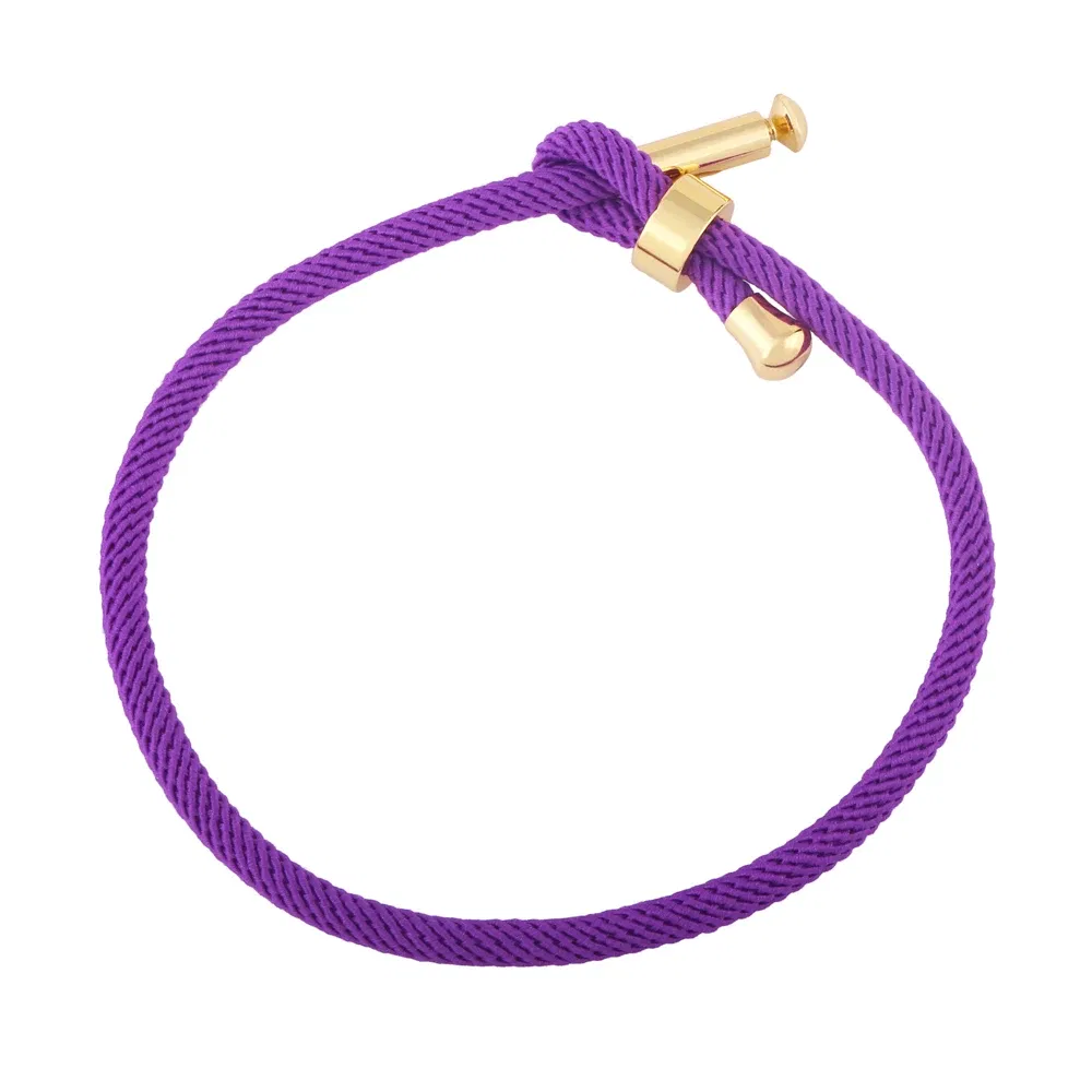 Color: GRAY - OCESRIO Colorful Adjustable Cotton Red Rope Bracelet Chain Gold Plated Copper DIY Components for Jewelry Making cana002