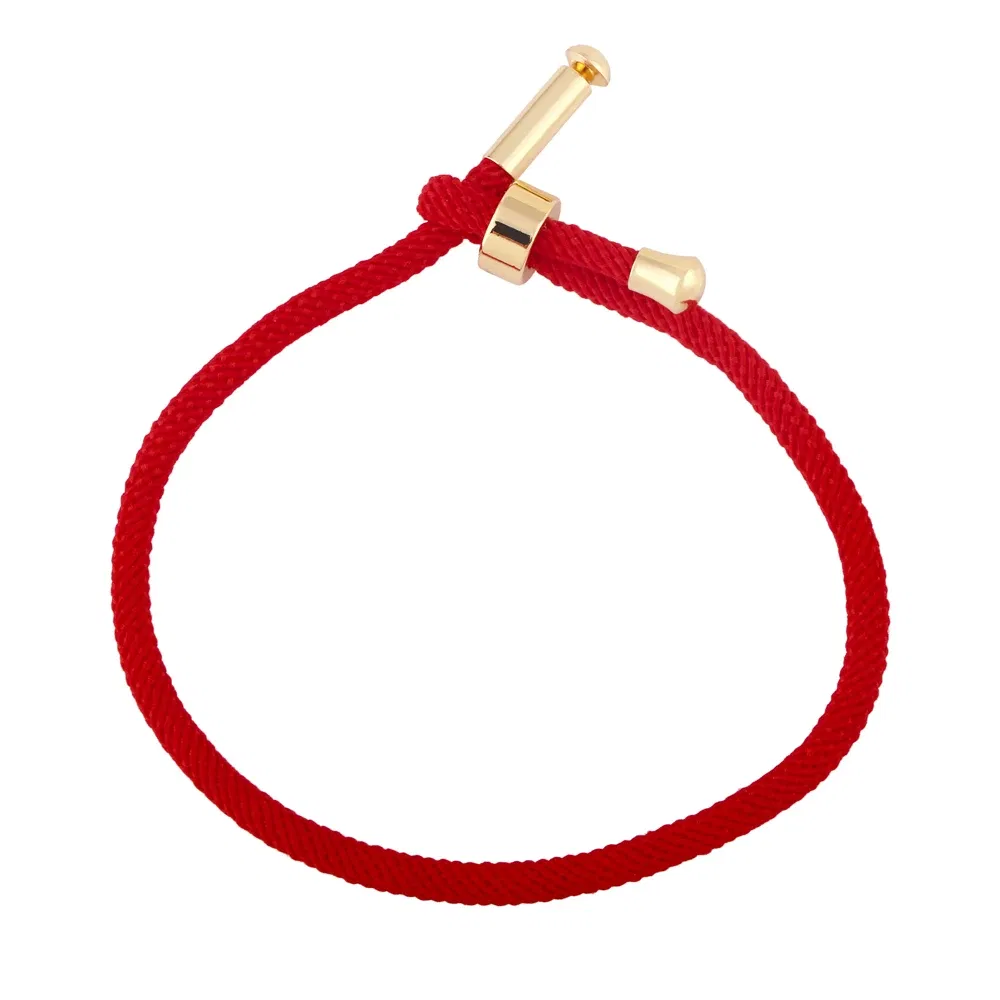 Color: GRAY - OCESRIO Colorful Adjustable Cotton Red Rope Bracelet Chain Gold Plated Copper DIY Components for Jewelry Making cana002