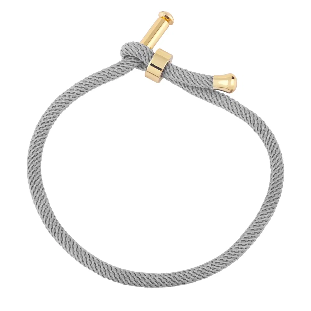Color: GRAY - OCESRIO Colorful Adjustable Cotton Red Rope Bracelet Chain Gold Plated  Copper DIY Components for Jewelry Making cana002