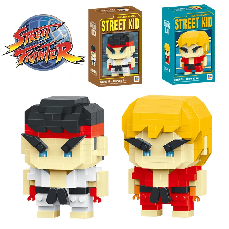 Size: S, Color: Silver, Ships From: CHINA - Anime Street Fighter Fighting Game Action Building Blocks KenMasters Hoshi Ryu ABS Kawaii Toys Building Blocks Gift For children