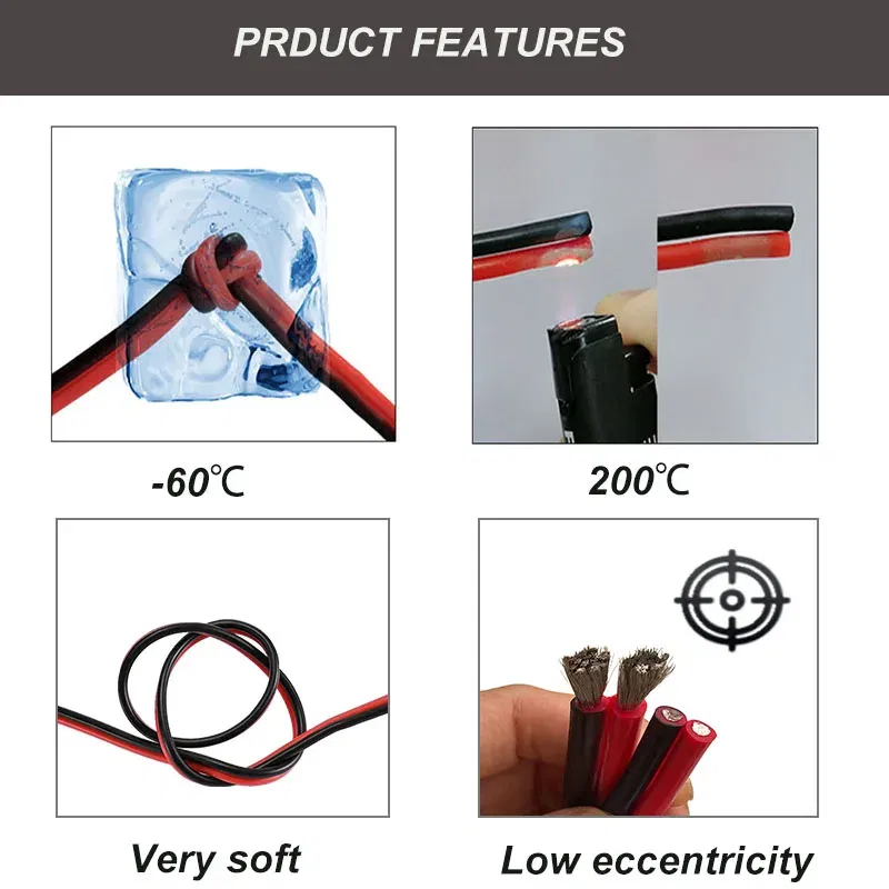 Color: WHITE, Specification: 8 AWG, Length: 20m - Super Soft 2 Pin Red and Black Silicone Cable 28awg 26awg 24 22 20 18 16 14 12awg 10awg 8awg High Temperature Tinned Copper Wire
