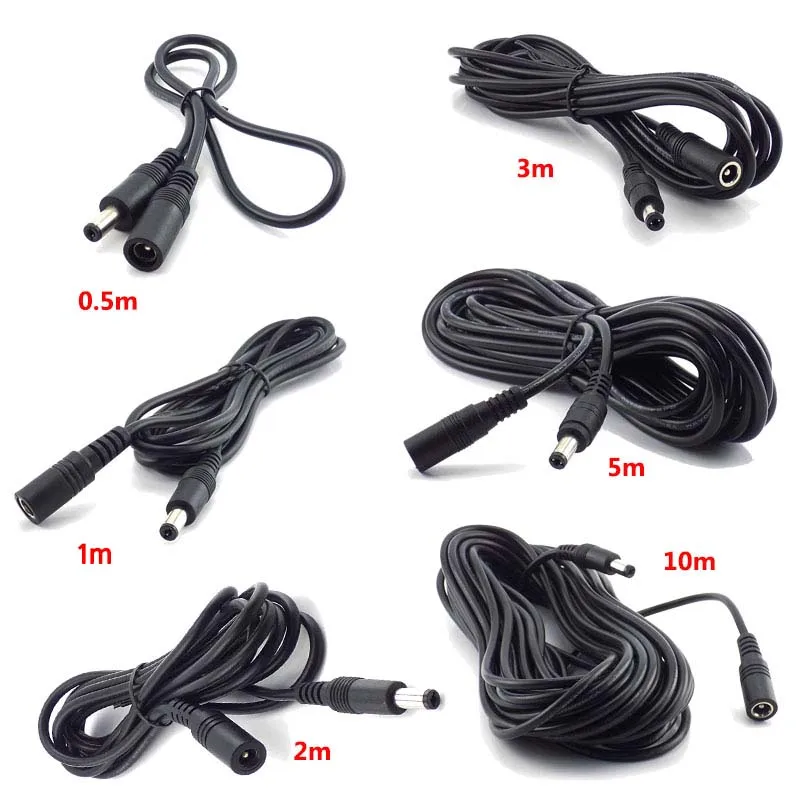 Color: WHITE - DC 12V Extension Power Cable 2.1mm*5.5mm Male To Female Connect Wire White Black 0.5m 1m 2m 3m 5m 10m For LED Light CCTV Camera