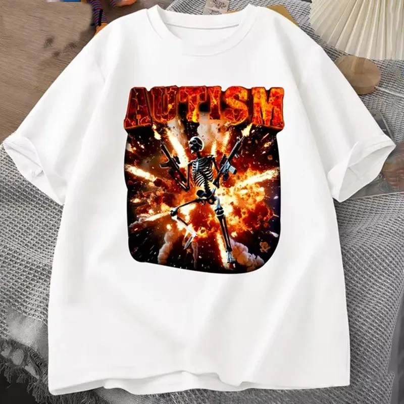 Color: Lavender, Size: XXL - Autistic Funny Skeleton T Shirt Women Men Autism Edgy Skeleton Meme T-shirt Casual Short Sleeve Tshirt Round Neck Clothes