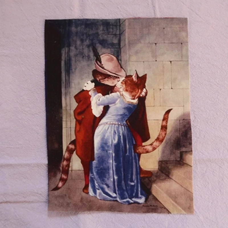 Color: Sakura Pink, Size: 1Yard - Retro Gentry Cats Printed Hand Dyed Cotton Linen Fabric Telas Sewing DIY Patchwork Hand Embroidery Quilt Bags