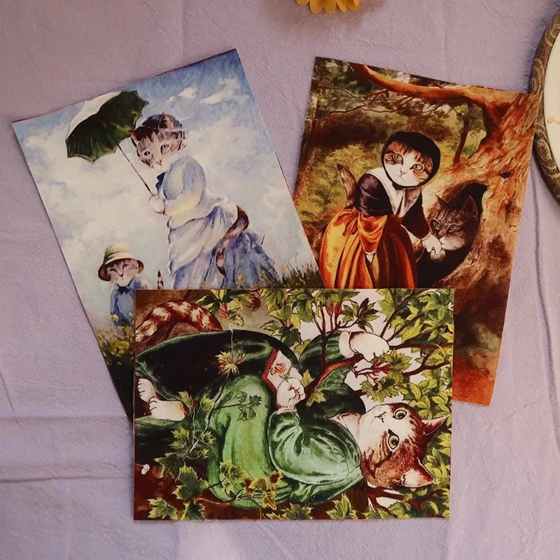 Color: Sakura Pink, Size: 1Yard - Retro Gentry Cats Printed Hand Dyed Cotton Linen Fabric Telas Sewing DIY Patchwork Hand Embroidery Quilt Bags