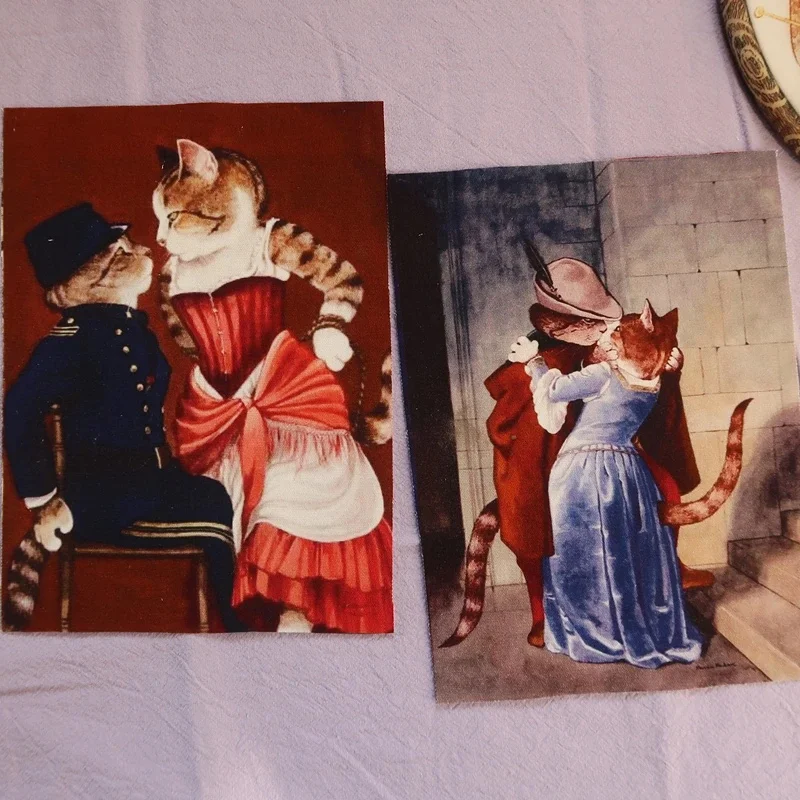 Color: Sakura Pink, Size: 1Yard - Retro Gentry Cats Printed Hand Dyed Cotton Linen Fabric Telas Sewing DIY Patchwork Hand Embroidery Quilt Bags