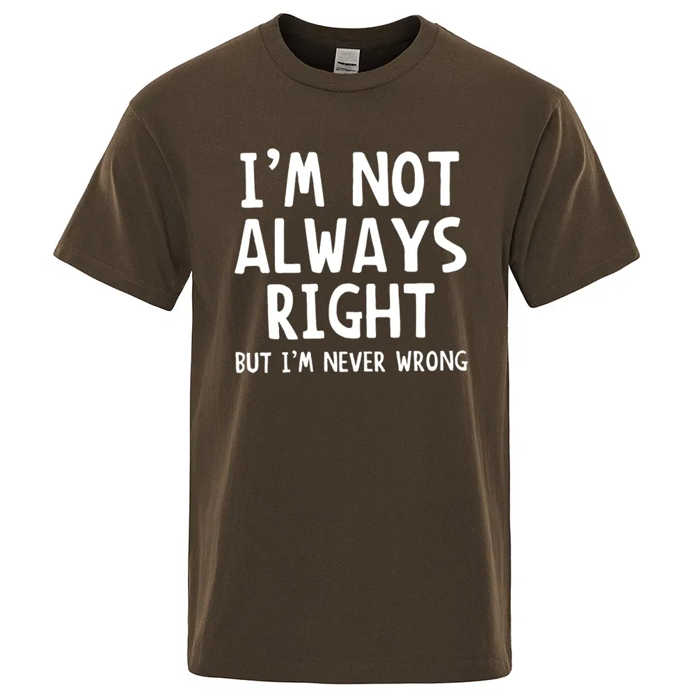 Color: Dark Grey, Size: XXXL - I'M Not Always Right Letter Male T-Shirt High Quality T Shirts Summer Oversized Short Sleeve Clothes Cotton Loose Street Tops