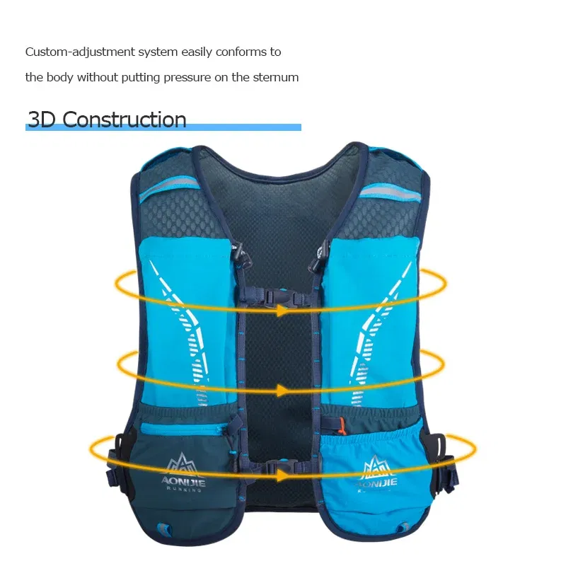Color: Light Blue - AONIJIE C9102S Ultra Vest 5L Hydration Backpack Pack Bag Soft Water Bladder Flask Set For Hiking Trail Running Marathon Race