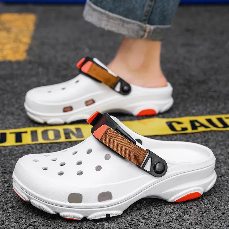 Color: light yellow, Shoe Size: 38 - Summer Men's and Women's Leisure Breathable Garden Shoes, Couples Outdoor Beach Baotou Cool Drag Hole Shoes