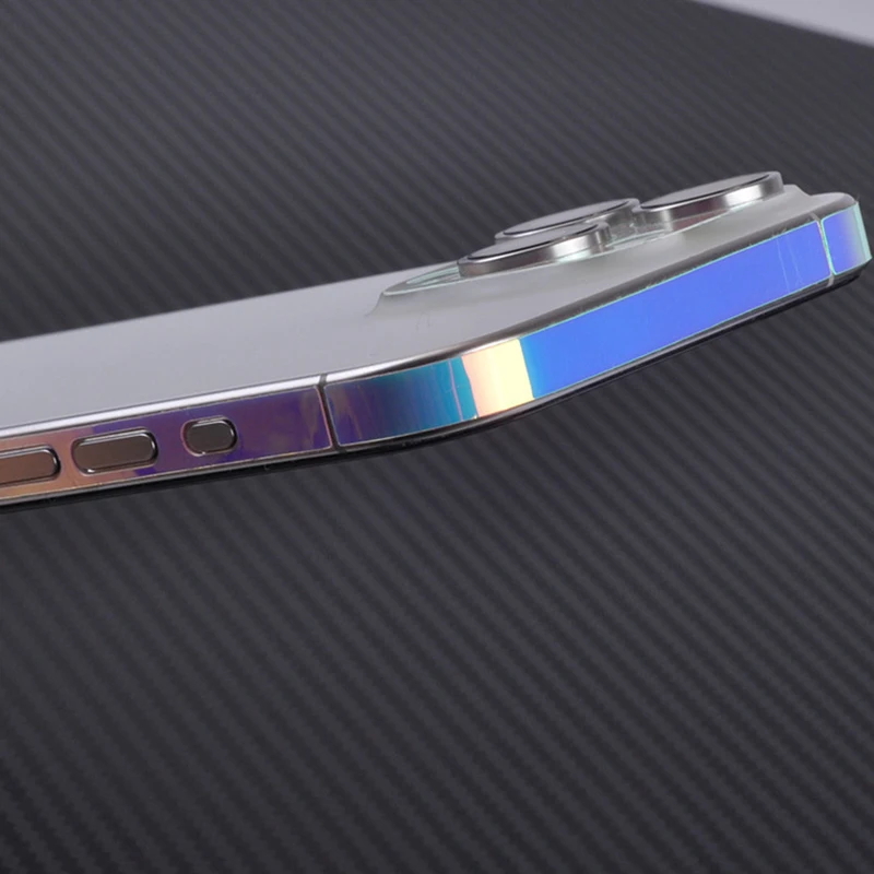 Color: Silver - Luminous Edge Film Phone Frame Protective Sticker For IPhone 15 14 13 12 Pro Max Side Skin Anti-Scratch Border Protector