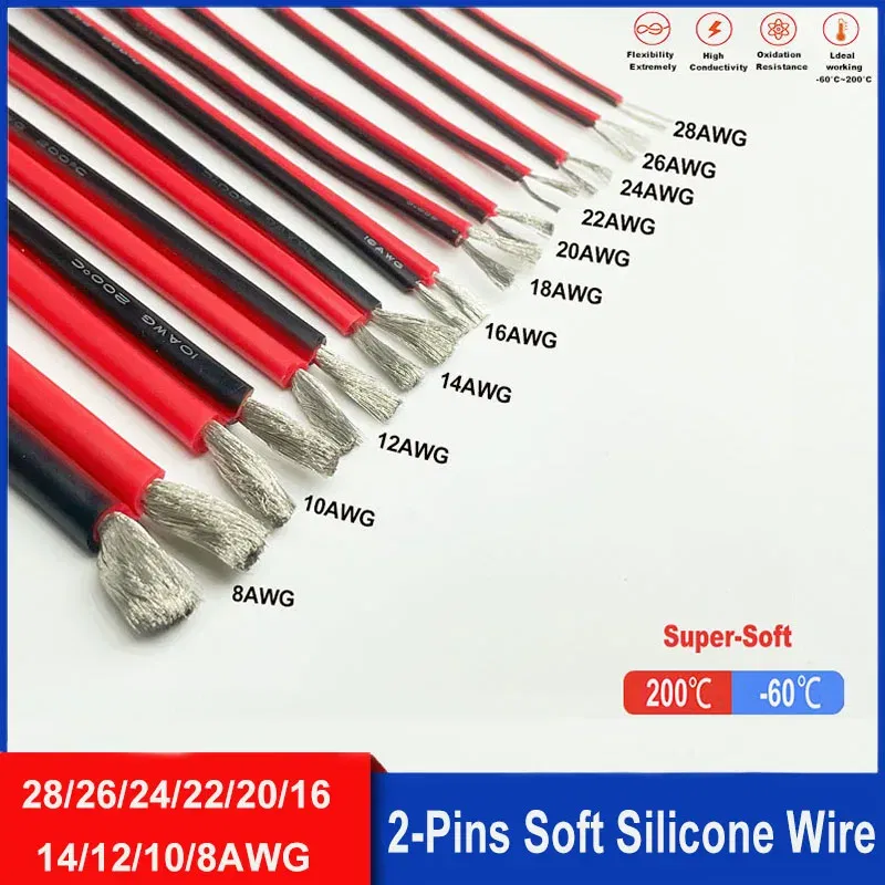 Color: WHITE, Specification: 28 AWG, Length: 20m - Super Soft 2 Pin Red and Black Silicone Cable 28awg 26awg 24 22 20 18 16 14 12awg 10awg 8awg High Temperature Tinned Copper Wire